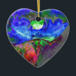 Ornamento De Cerâmica Papoila azul, abstrato azul<br><div class="desc">Uma pintura de aquarela com uma papoila abstrato azul. Trabalho original de H. Cooper.</div>
