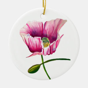 Ornamento De Cerâmica Papoila cor-de-rosa, árvore das flores