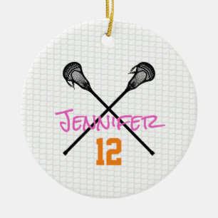 Ornamento De Cerâmica Paquímetros de Lacrosse Nome Número Esportes Menin