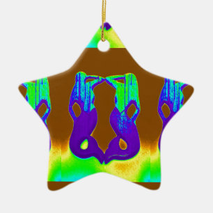 Ornamento De Cerâmica par de sereias roxas