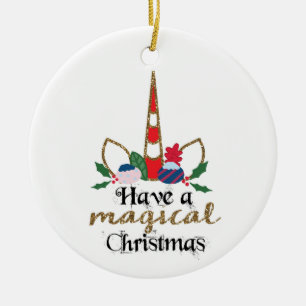 Ornamento De Cerâmica Para a minha neta, Natal de Unicórnio Mágico