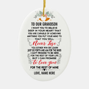 Ornamento De Cerâmica Para nosso neto de avós com nome personalizado