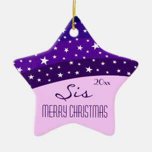 Ornamento De Cerâmica Para o natal da minha irmã Whimsical Plum Sky Star