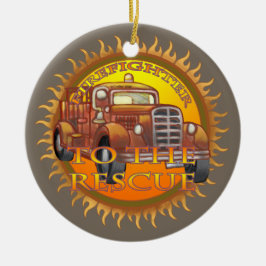 Ornamento De Cerâmica Para o Resgate Bombeiro Caminhão de Bombeiros
