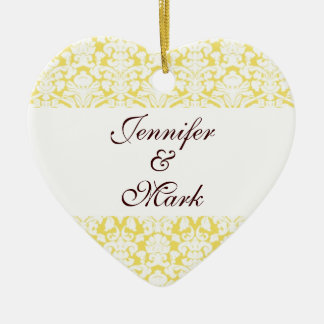 Ornamento De Cerâmica Para sempre, adorar forma cardíaca amarela persona