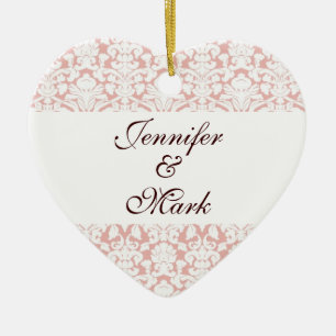 Ornamento De Cerâmica Para sempre, adorar forma cardíaca cor-de-rosa-ros