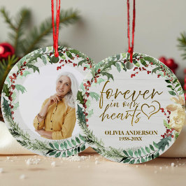 Ornamento De Cerâmica Para sempre em nossos corações | Memorial de Fotog