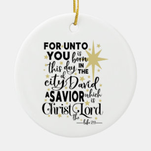 Ornamento De Cerâmica Para Vós é Nasce Neste Dia Ouro Natal