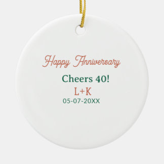 Ornamento De Cerâmica Parabéns 40 feliz aniversário laranja verde nome d