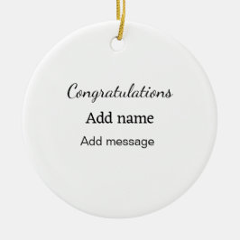 Ornamento De Cerâmica Parabéns adicionam nome mensagem simples formando