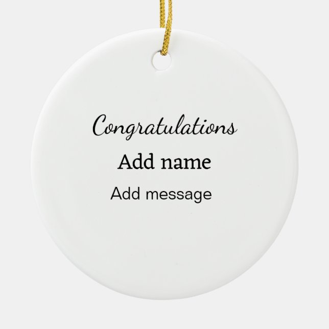 Ornamento De Cerâmica Parabéns adicionam nome mensagem simples formando (Frente)