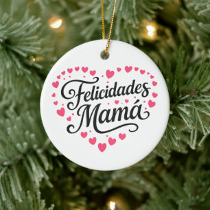 Ornamento De Cerâmica Parabéns Mamãe Feliz Dia das Mães Caligrafia   