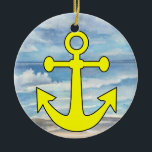 Ornamento De Cerâmica Paradise Beach Anchor<br><div class="desc">Divirta-se com isso. Pense em temas! Jogue com cores de fundo, adicione ou exclua texto e (por um pouco de taxa extra) personalize o verso com imagens, cores, logotipo / informações comerciais, etc.! Se eu adicionei ao verso, você pode facilmente excluí-lo também. Lembrem-se, ornamentos não são só para árvores de...</div>