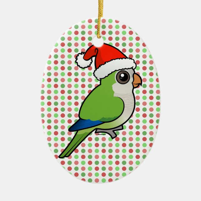Ornamento De Cerâmica Parakeet da monge do Natal (Frente)