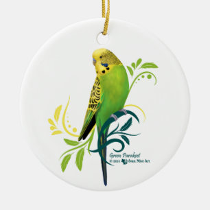 Ornamento De Cerâmica Parakeet verde
