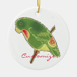 Ornamento De Cerâmica Parakeet verde tropical Thunder_Cove