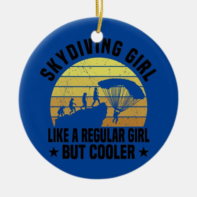 Ornamento De Cerâmica Paraquedas Skydiving Skydiver Paraquedas (Frente)