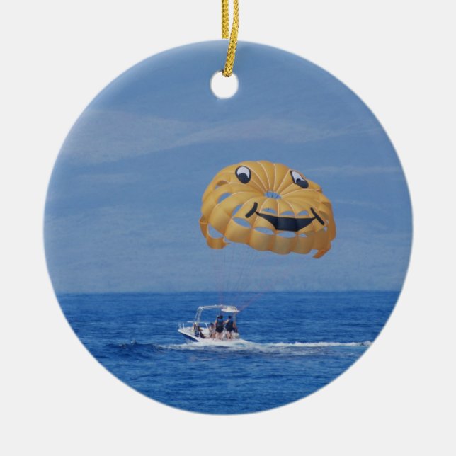 Ornamento De Cerâmica Parasailing do amor (Frente)