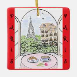Ornamento De Cerâmica Paris Caprichoso e Torre Eiffel Francesa
