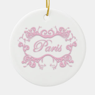 Ornamento De Cerâmica Paris com rosa dos rolos
