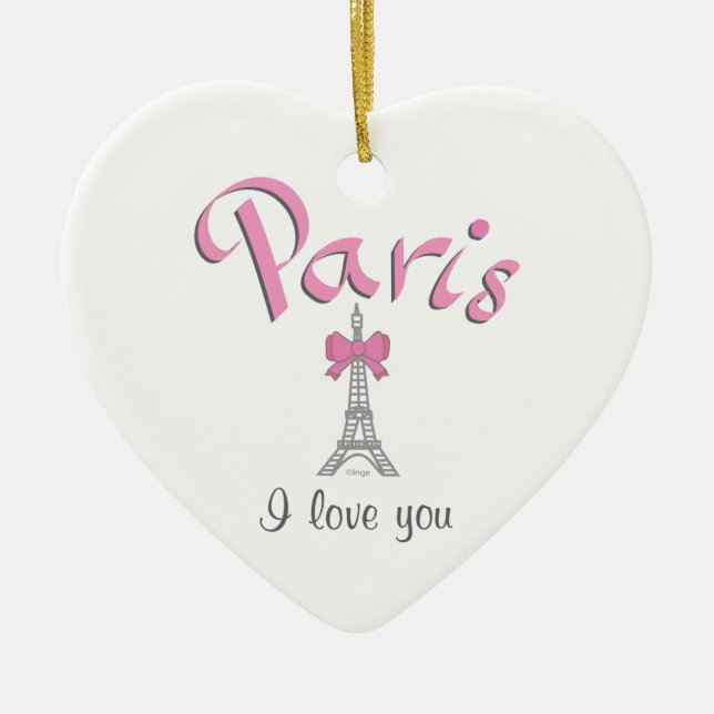 Ornamento De Cerâmica Paris, eu te amo (Frente)
