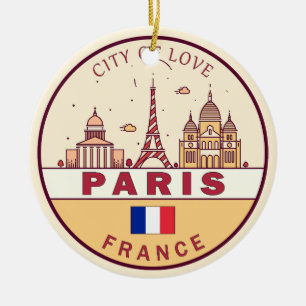 Ornamento De Cerâmica Paris França City Skyline Emblem