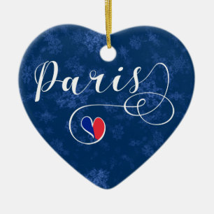 Ornamento De Cerâmica Paris Heart, Christmas Tree Ornament, França