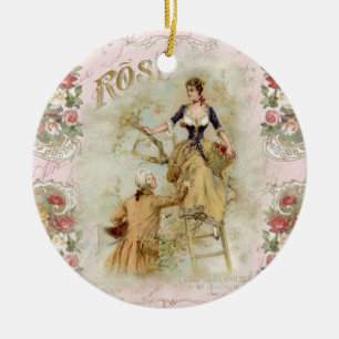 Ornamento De Cerâmica Paris romântica lança shabbychic rosa