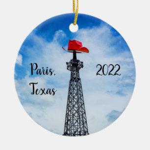Ornamento De Cerâmica Paris, Texas - Red Cowboy Hat Ornament