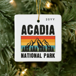 Ornamento De Cerâmica Parque Nacional Acadia, Ano Personalizado Do Maine