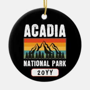 Ornamento De Cerâmica Parque Nacional Acadia, Ano Personalizado Do Maine