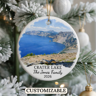 Ornamento De Cerâmica Parque Nacional Crater Lake Personalizado, Oregon