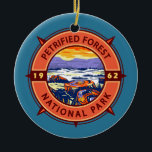 Ornamento De Cerâmica Parque Nacional da Floresta Petrificada Compass<br><div class="desc">Trabalho de arte de vetor de floresta petrificada. O parque está na Arizona nordeste e tem grandes depósitos de madeira petrificada.</div>