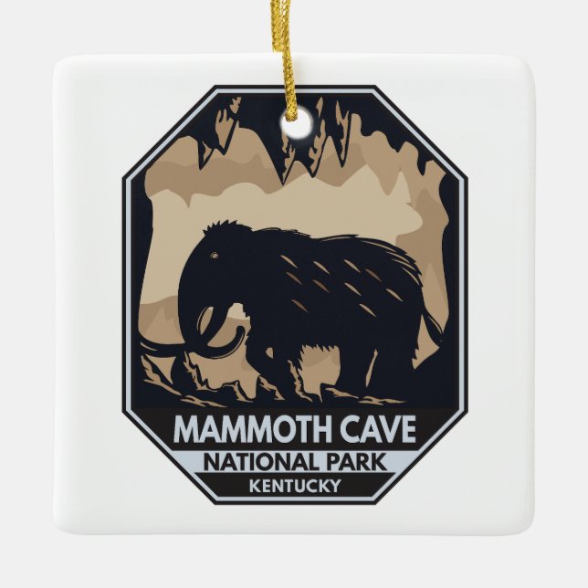 Ornamento De Cerâmica Parque Nacional das Cavernas de Mammoth Wooly Mamm (Frente)