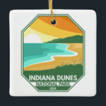 Ornamento De Cerâmica Parque Nacional de Indiana Dunes - Retro Emblem mí<br><div class="desc">Indiana Dunes vetor trabalho de arte design. O parque é um parque nacional dos Estados Unidos localizado no noroeste de Indiana gerido pelo National Park Service.</div>