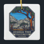 Ornamento De Cerâmica Parque Nacional do Joshua Tree - Emblem<br><div class="desc">Trabalho de arte de vetor de Árvore Joshua. O parque é nomeado para os joshua tortuosos e cerrados da região,  o parque estende o deserto do Colorado pontilhado de cacto e o deserto de Mojave.</div>