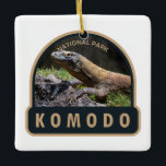 Ornamento De Cerâmica Parque Nacional do Komodo, Indonésia Vintage<br><div class="desc">Trabalho de arte de vetor de Komodo. O parque é um parque nacional na Indonésia,  situado nas ilhas Menos Sonda,  na região fronteiriça entre as províncias de East Nusa Tenggara e West Nusa Tenggara.</div>