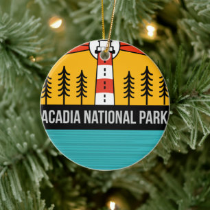 Ornamento De Cerâmica Parque Nacional do Retro Acadia Maine Portland Sou