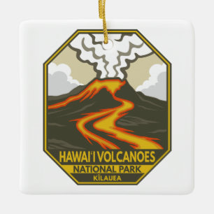 Ornamento De Cerâmica Parque Nacional dos Vulcões do Havaí Kilauea Retro