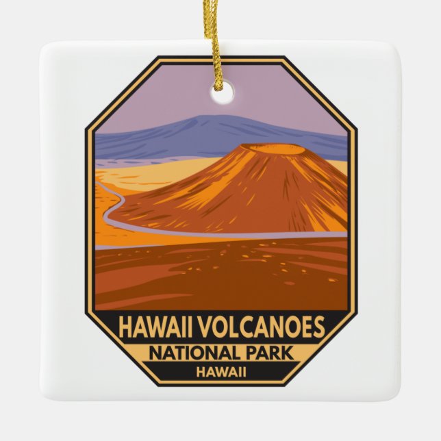 Ornamento De Cerâmica Parque Nacional dos Vulcões Hawaii Mauna Kea Vinta (Frente)