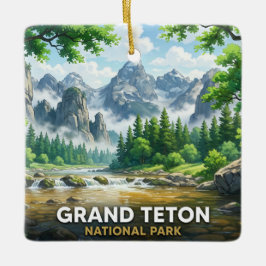 Ornamento De Cerâmica Parque Nacional Grand Teton Paisagem Inspirada em