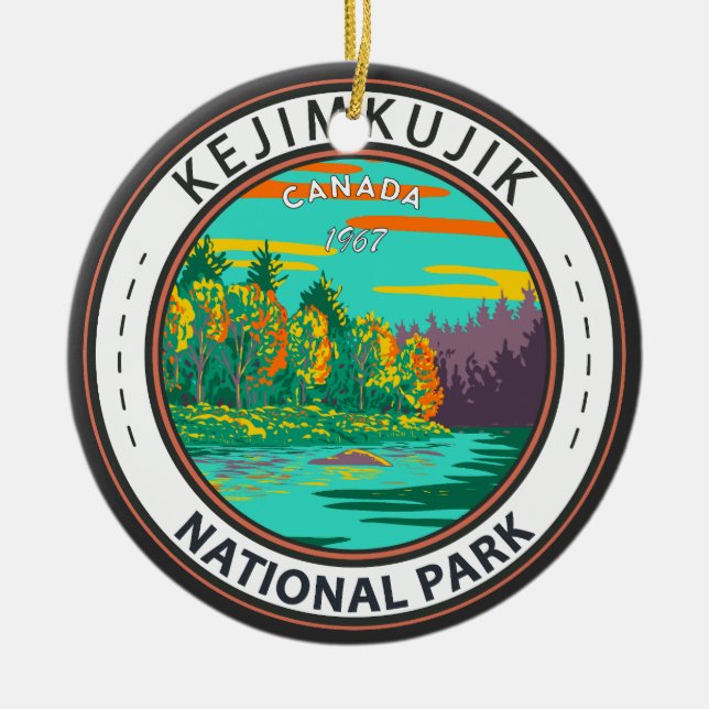 Ornamento De Cerâmica Parque Nacional Kejimkujik ainda partiu o Crachá d (Frente)