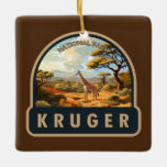 Ornamento De Cerâmica Parque Nacional Kruger África do Sul Giraffe Vinta<br><div class="desc">Trabalho de arte de vetor Kruger. O Parque Nacional Kruger,  no nordeste da África do Sul,  é uma das maiores reservas de caça de África. Sua alta densidade de animais silvestres inclui os Grandes 5: leões,  leopardos,  rinocerontes,  elefantes e búfalos.</div>