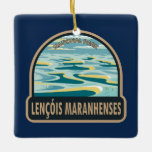 Ornamento De Cerâmica Parque Nacional Lencois Maranhenses Brasil Vintage<br><div class="desc">Lencois Maranhenses National Park vetor art design. É conhecida por sua vasta paisagem desértica de dunas brancas e altas e lagunas sazonais de água da chuva.</div>