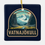 Ornamento De Cerâmica Parque Nacional Vatnajokull, Islândia Viagem Vinta<br><div class="desc">Vatnajökull vetor art design. Definida por grandes geleiras,  cavernas de gelo,  picos de montanha de neve,  áreas geotérmicas ativas e rios,  a região inclui Jökulsárlón.</div>