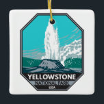 Ornamento De Cerâmica Parque Nacional Yellowstone Castle Geyser Vintage<br><div class="desc">Yellowstone Forest vetor trabalho de arte design. O parque tem canyons dramáticos,  rios alpinos,  florestas exuberantes,  primaveras quentes e geysers,  incluindo a mais famosa,  a Velha Fiel.</div>