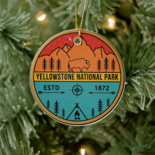 Ornamento De Cerâmica Parque Nacional Yellowstone Retro Wyoming EUA Biso
