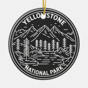 Ornamento De Cerâmica Parque Nacional Yellowstone Vintage Monoline