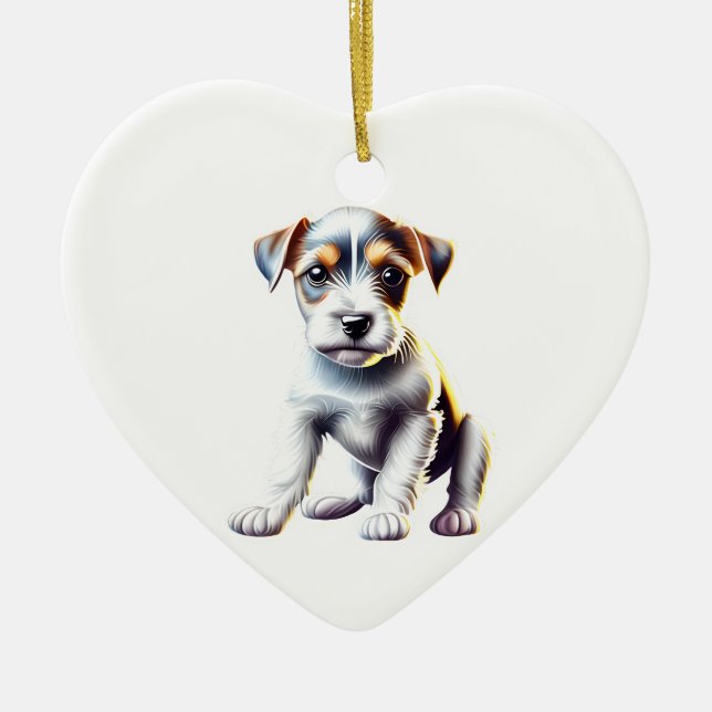 Ornamento De Cerâmica Parson Personalizado Russell Terrier Puppy (Frente)