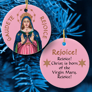 Ornamento De Cerâmica Parte Superior do Torso da BVM em Rosa Gaudete Adv